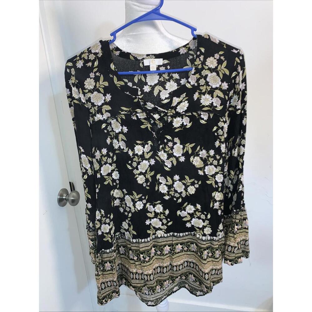 Cynthia Rowley Boho Tunic Criss Coss Bell Sleeves Prairie Cottage Girlie Small